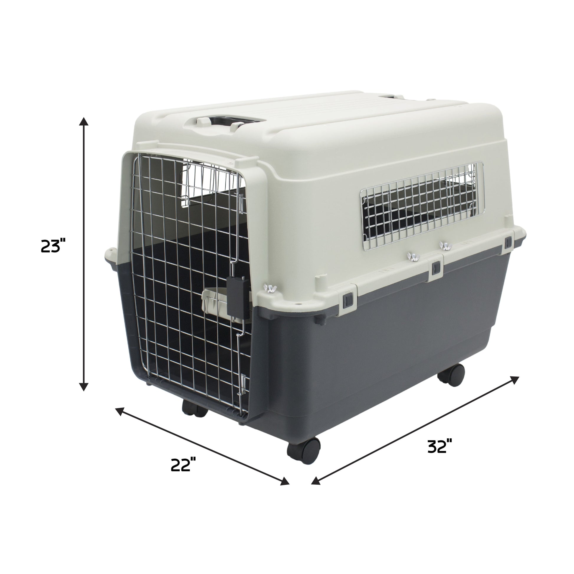 Airline Approved Plastic Dog Kennel with Wheels, Large