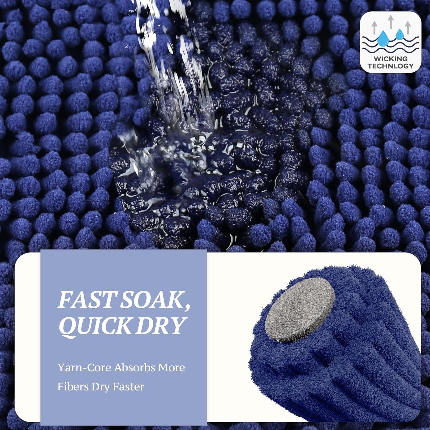 Dog Door Mat Absorpmax Dog Rug for Muddy Paw, Mat for Muddy Paw Door Indoor Floor Entryway, Waterproof Washable & Water Absorbent Dirt Trapper, 31" × 20", Navy Blue