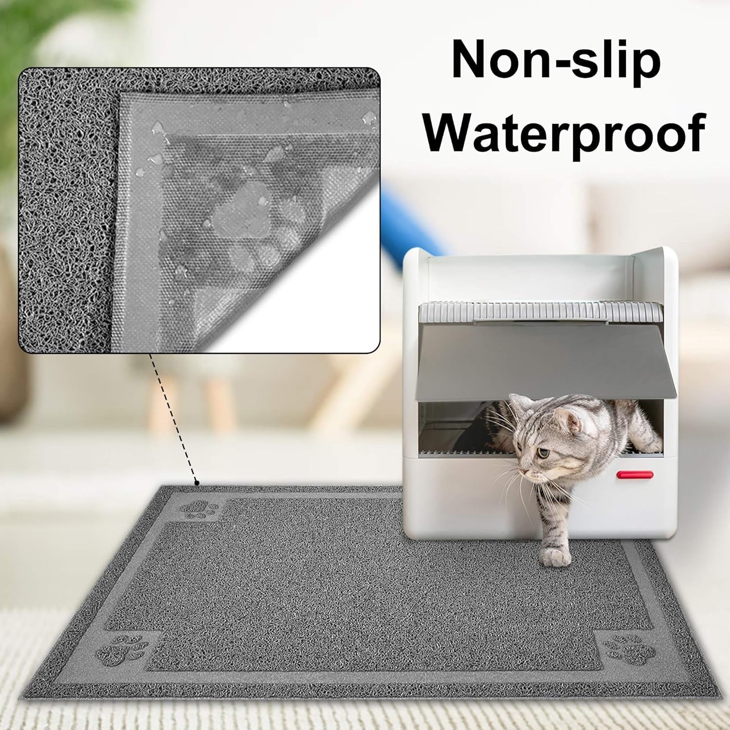 Large Cat Litter Mat Trapper 35"×23" Traps Litters from Box and Paws Scatter Control for Folding Trapping Mat Soft for Floor on Sensitive Kitty Paws Easy to Clean